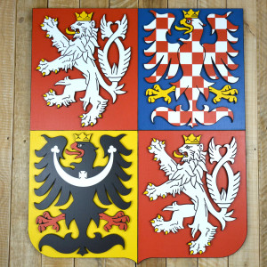 Vrstvený státní znak České republiky z bukové překližky, ručně malovaný - výška 60cm