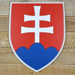 Layered Coat of Arms of Slovakia made of beech plywood, hand painted - height 30cm