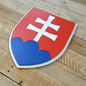 Vrstvený Státní znak Slovenska z bukové překližky, ručně malovaný - výška 30cm