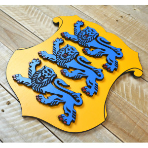 Layered small Coat of Arms of Estonia made of beech plywood, hand painted - height 30cm