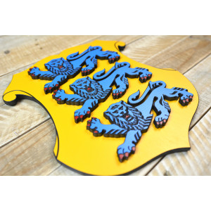 Layered small Coat of Arms of Estonia made of beech plywood, hand painted - height 30cm