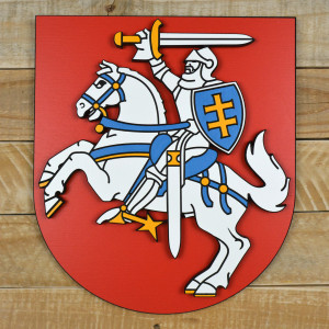 Vrstvený státní znak Litvy z bukové překližky, ručně malovaný - výška 30cm