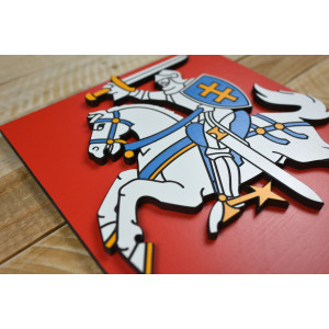 Layered Coat of Arms of Lithuania made of beech plywood, hand painted - height 30cm