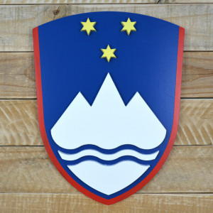 Layered Coat of Arms of Slovenia made of beech plywood, hand painted - height 30cm
