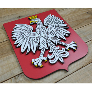 Layered Coat of Arms of Poland made of beech plywood, hand painted - height 30cm