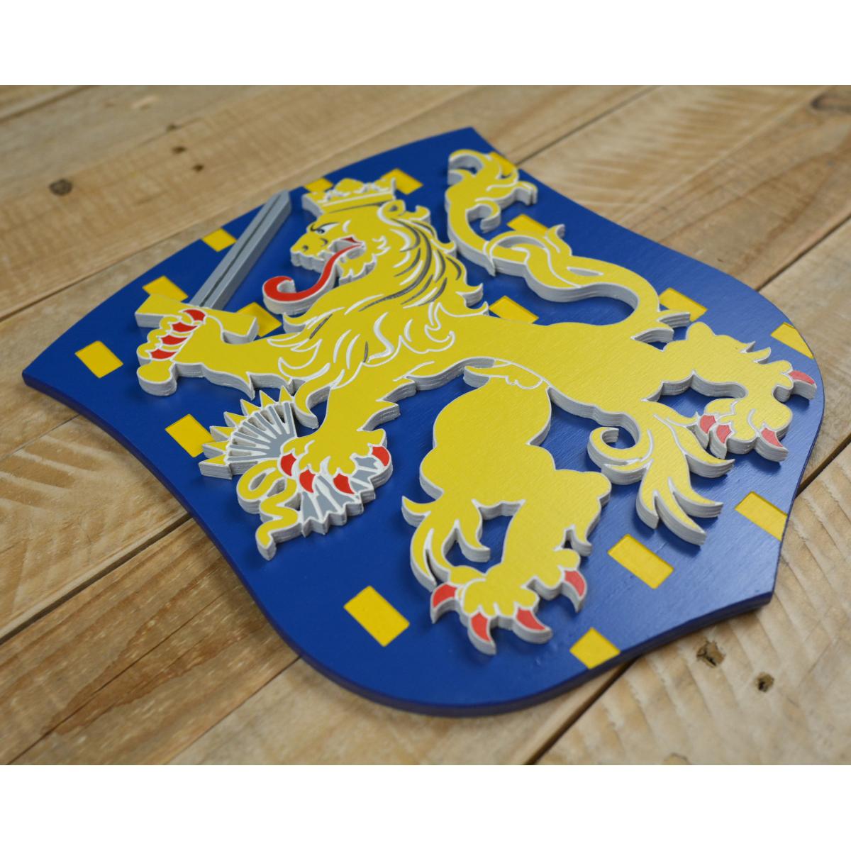 Dutch Coat of Arms: Hand-Painted Wooden Craftsmanship