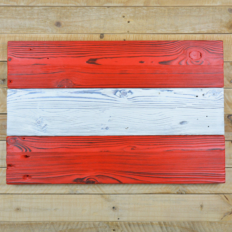 Austrian flag made of old wood