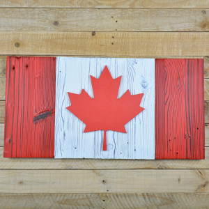 Canadian flag made of old wood