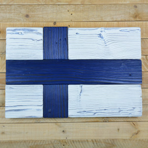 Finnish flag made of old wood