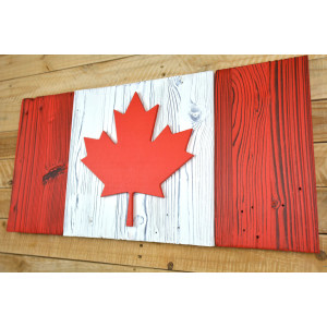 Canadian flag made of old wood