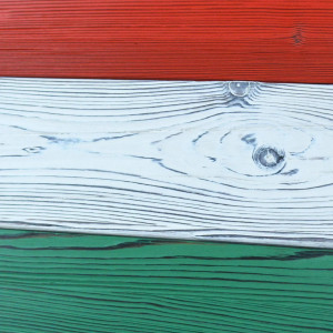Hungarian flag made of old wood