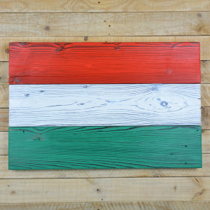 Hungarian flag made of old wood