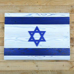 Israeli flag made of old wood