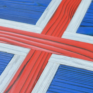 Icelandic flag made of new wood