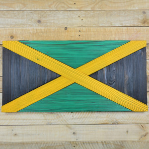 Jamaican flag made of new wood