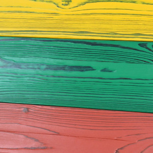 Lithuanian flag made of old wood