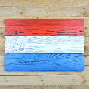 Luxembourg flag made of old wood