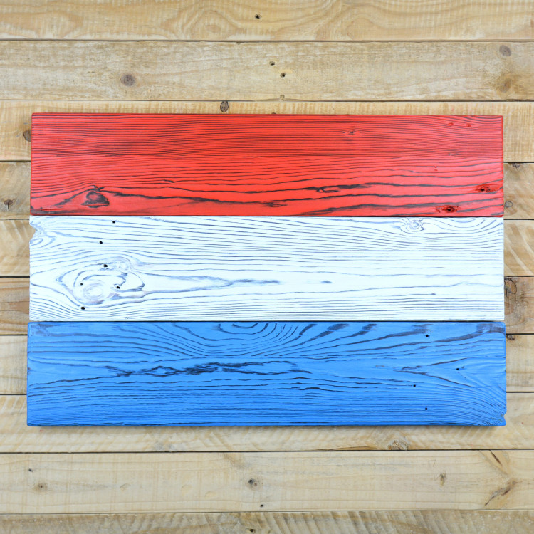 Luxembourg flag made of old wood