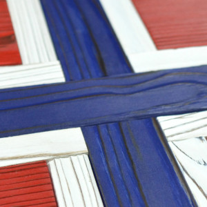 Norwegian flag made of new wood