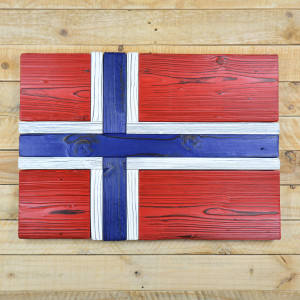 Norwegian flag made of old wood