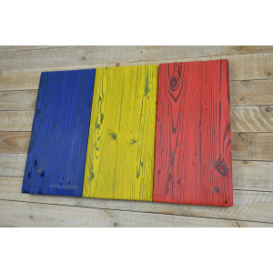 Romanian flag made of old wood