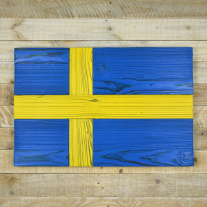 Swedish flag made of new wood