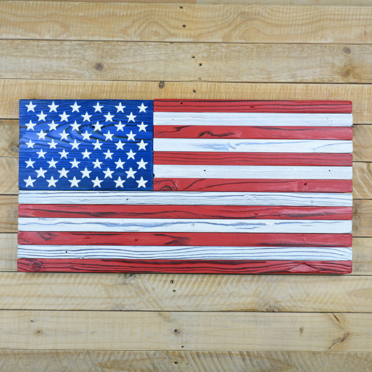 Flag of the United States of America made of old wood