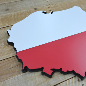 Poland in wood - layered flag in the shape of national borders