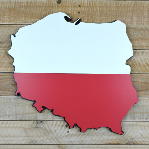 Polsko ve dřevě - vrstvená vlajka ve tvaru státních hranic