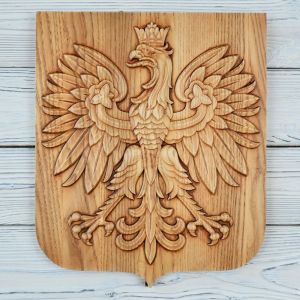 Coat of Arms of Poland made of solid wood - Ash - stain Jatoba - matt - height 30cm