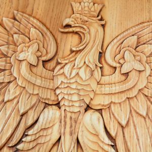 Coat of Arms of Poland made of solid wood - Ash - stain Jatoba - matt - height 30cm