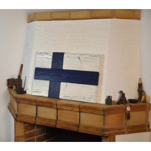 Finnish flag made of old wood